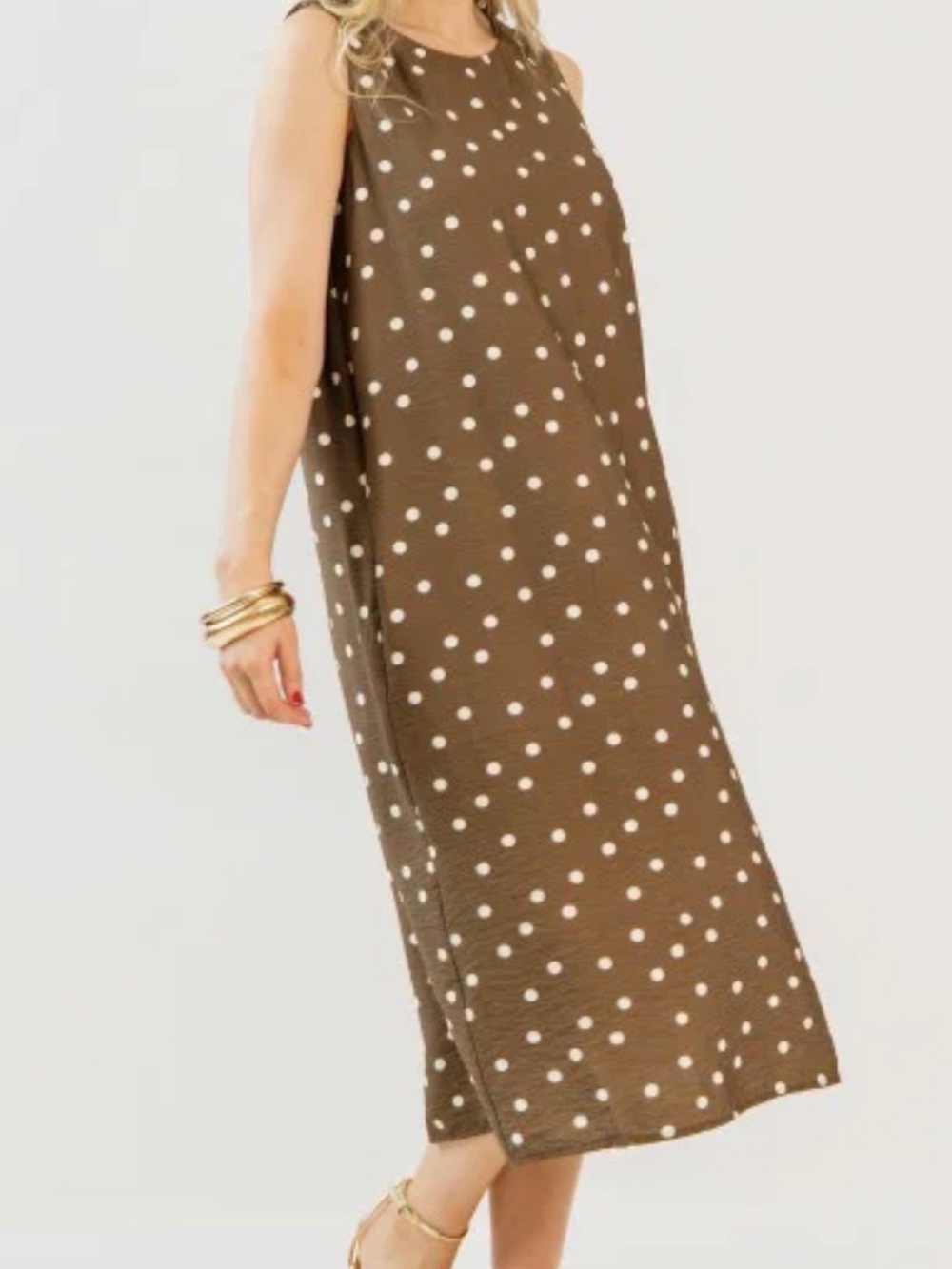 She + Sky Brown Polka Dot Midi Dress